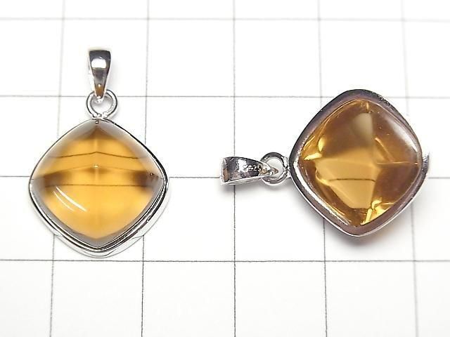 [Video]High Quality Beer Crystal Quartz AAA Sugarloaf Cut 14.5x14.5mm Pendant Silver925 1pc