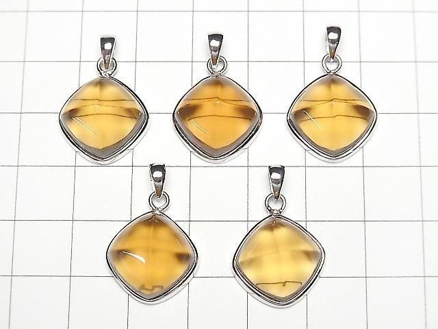 [Video]High Quality Beer Crystal Quartz AAA Sugarloaf Cut 14.5x14.5mm Pendant Silver925 1pc