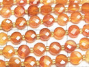 [Video] High Quality! Mixed Carnelian Faceted Coin 6x6x4mm 1strand beads (approx. 15 inches/37 cm)