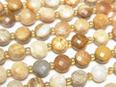 [Video]High Quality! Fossil Coral Faceted Coin 6x6x4mm 1strand beads (aprx.15inch/37cm)
