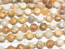[Video]High Quality! Fossil Coral Faceted Coin 6x6x4mm 1strand beads (aprx.15inch/37cm)