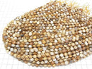 [Video]High Quality! Fossil Coral Faceted Coin 6x6x4mm 1strand beads (aprx.15inch/37cm)