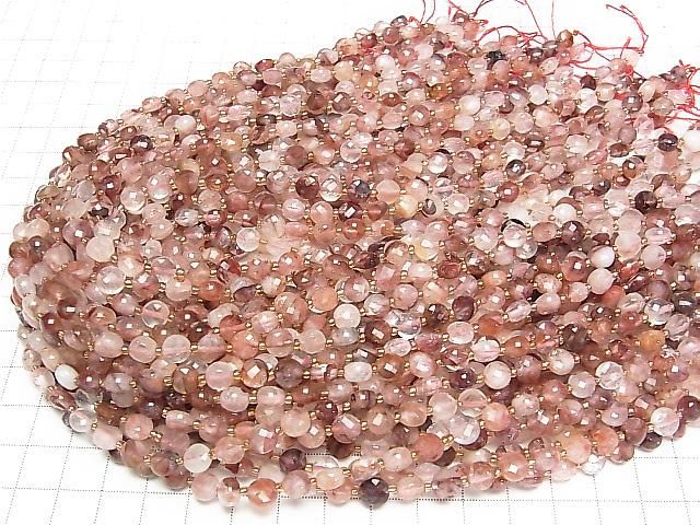[Video] High Quality! Red Hematoid Quartz Faceted Coin 6x6x4mm Half or 1strand beads (approx. 15 inches/36 cm)