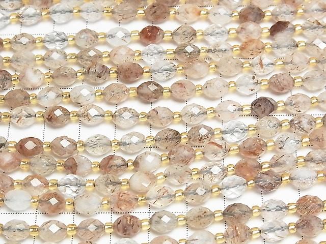 [Video] High Quality! Mica in Quartz AA+ Faceted Rice 8x8x6mm Half or 1strand beads (approx. 15 inches/36 cm)