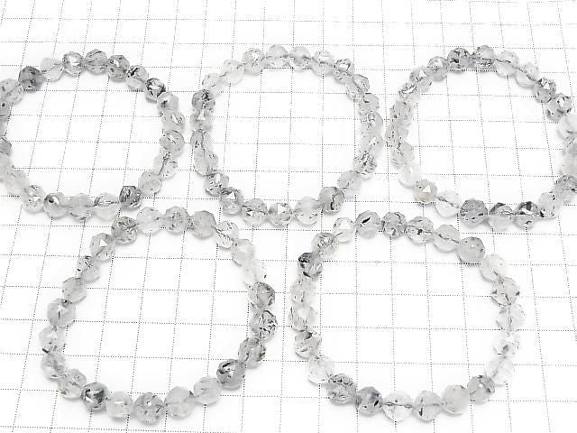 [Video] High Quality! Mica in Quartz Star Faceted Round 8mm Bracelet