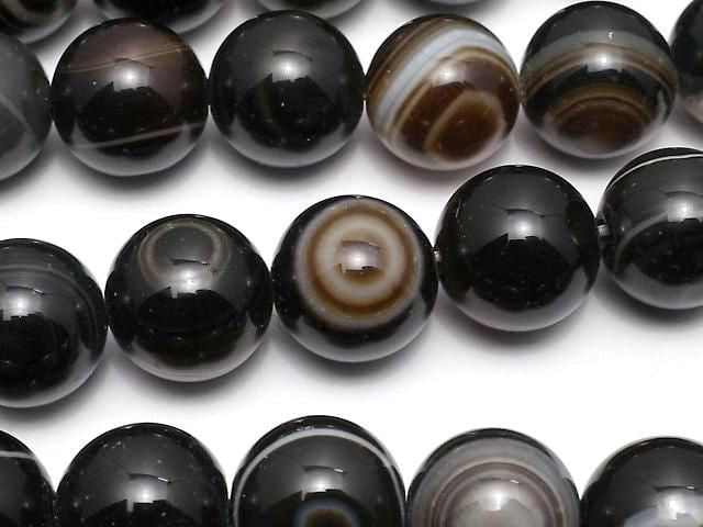 [Video] Tibetan Agate (Eye Agate) Round 12mm half or 1strand beads (approx. 15 inches/36 cm)