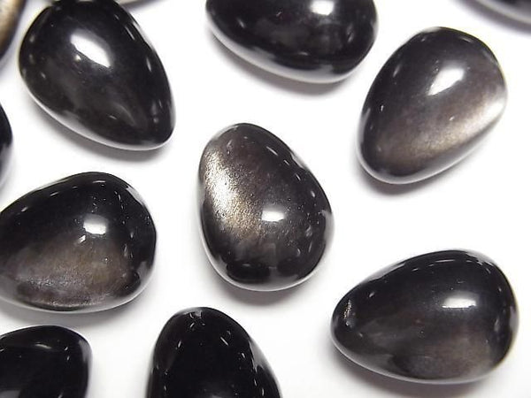 [Video] Silver Obsidian Undrilled Drop 18x13mm 2pcs