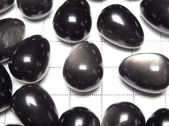 [Video] Silver Obsidian Undrilled Drop 18x13mm 2pcs