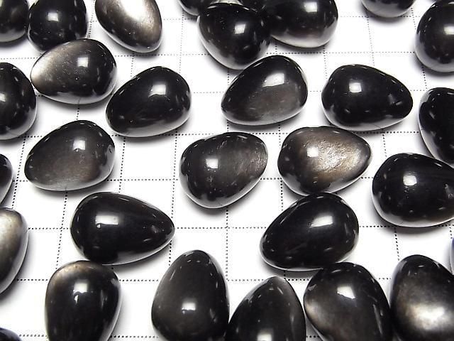 [Video] Silver Obsidian Undrilled Drop 18x13mm 2pcs
