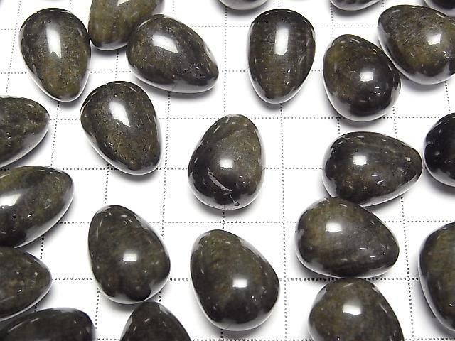[Video] Golden Obsidian Undrilled Drop 18x13mm 2pcs