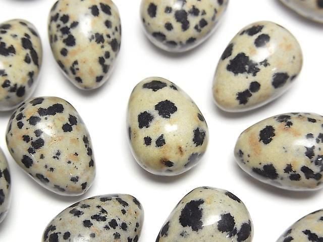 [Video] Dalmatian Jasper Eggs (18x13mm, 2pcs)