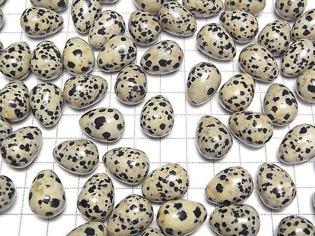 [Video] Dalmatian Jasper Eggs (18x13mm, 2pcs)
