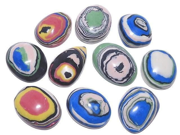 [Video][One of a kind] Rainbow Calsilica Cabochon 10pcs Set NO.10