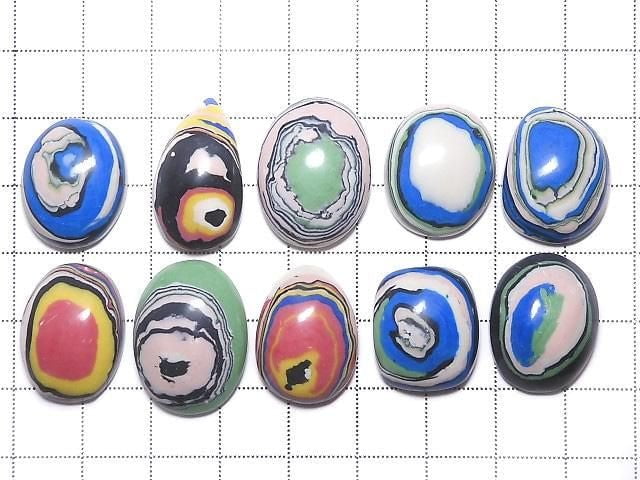 [Video][One of a kind] Rainbow Calsilica Cabochon 10pcs Set NO.10