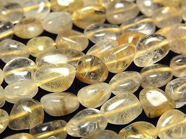 [Video]Rutilated Quartz AA Nugget 1strand beads (aprx.14inch/35cm)