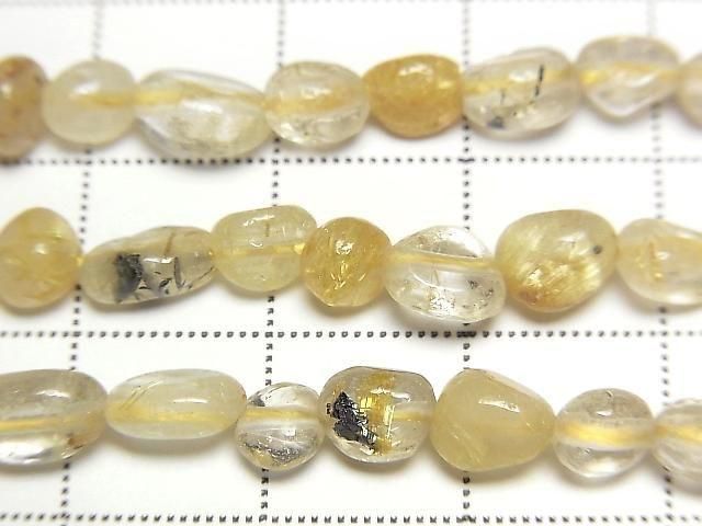 [Video]Rutilated Quartz AA Small Size Nugget 1strand beads (aprx.14inch/35cm)