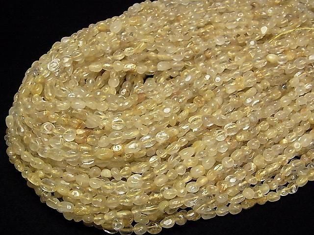 [Video]Rutilated Quartz AA Small Size Nugget 1strand beads (aprx.14inch/35cm)