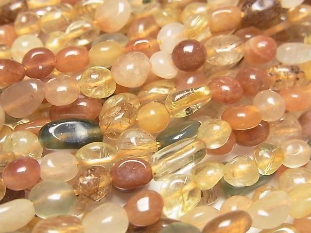 [Video] Multicolor Rutilated Quartz AA Small Size Nugget 1strand beads (approx. 14 inches/35 cm)