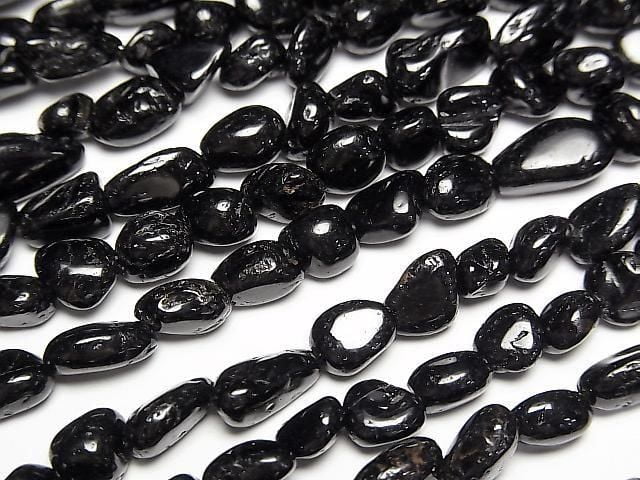 [Video] Black Tourmaline Small Size Nugget 1strand beads (approx. 14 inches/35 cm)