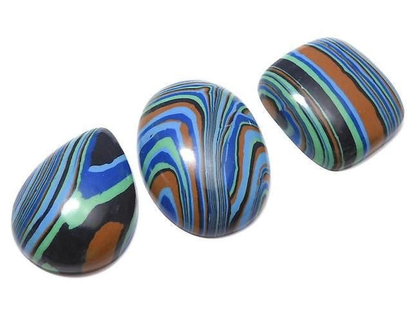 [Video][One of a kind] Rainbow Calsilica Cabochon 3pcs set NO.101