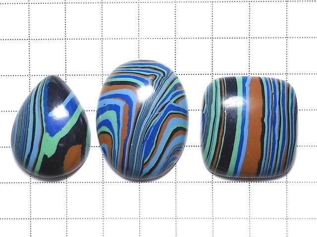 [Video][One of a kind] Rainbow Calsilica Cabochon 3pcs set NO.101