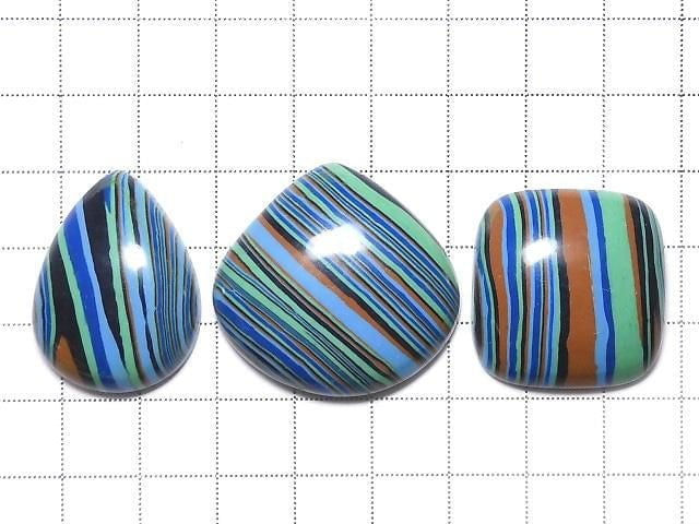 [Video][One of a kind] Rainbow Calsilica Cabochon 3pcs set NO.103