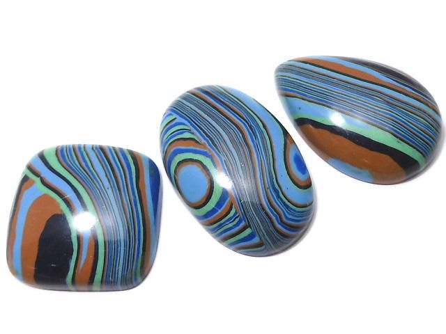 [Video][One of a kind] Rainbow Calsilica Cabochon 3pcs set NO.104