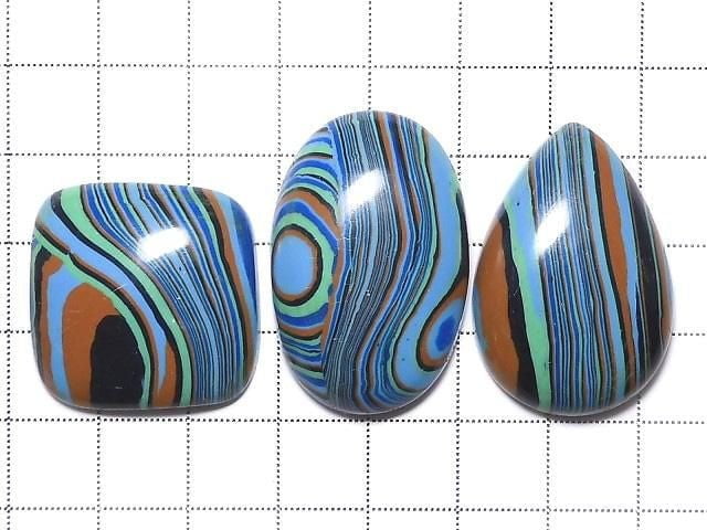 [Video][One of a kind] Rainbow Calsilica Cabochon 3pcs set NO.104