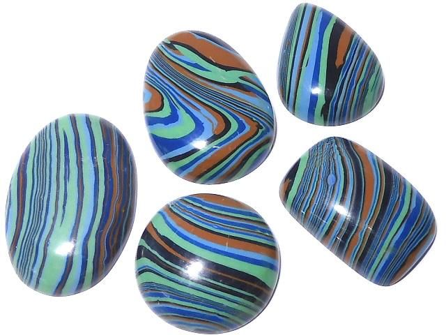 [Video][One of a kind] Rainbow Calsilica Cabochon 5pcs Set NO.106