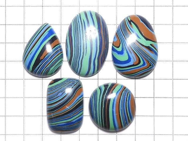 [Video][One of a kind] Rainbow Calsilica Cabochon 5pcs Set NO.106