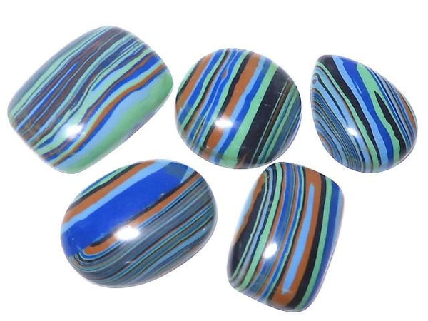 [Video][One of a kind] Rainbow Calsilica Cabochon 5pcs Set NO.109