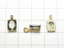 [Video] High Quality Moldavite AAA Rectangle Faceted 9x7mm Pendant 18KGP 1pc