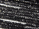 [Video] High Quality! Black Tourmaline AAA- Faceted Button Rondelle 2x2x1mm 1strand beads (approx. 15 inches/37 cm)