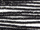 [Video] High Quality! Black Tourmaline AAA- Faceted Button Rondelle 2x2x1mm 1strand beads (approx. 15 inches/37 cm)