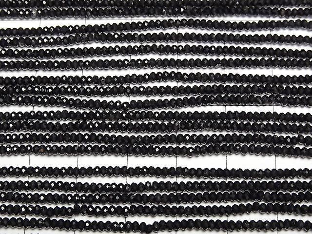 [Video] High Quality! Black Tourmaline AAA- Faceted Button Rondelle 2x2x1mm 1strand beads (approx. 15 inches/37 cm)