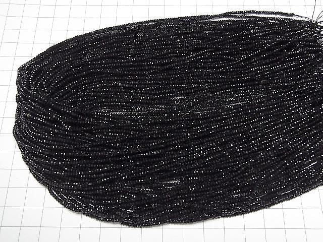 [Video] High Quality! Black Tourmaline AAA- Faceted Button Rondelle 2x2x1mm 1strand beads (approx. 15 inches/37 cm)