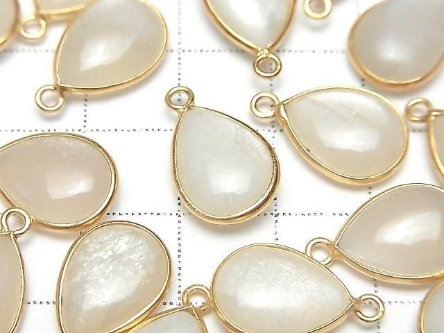 [Video] White Moonstone AA++ Bezel Setting Pear Shape 15x11mm 18KGP 2pcs