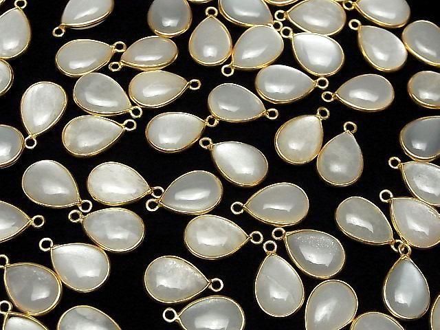 [Video] White Moonstone AA++ Bezel Setting Pear Shape 15x11mm 18KGP 2pcs
