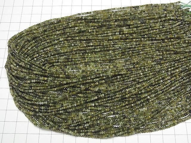 [Video] High Quality! Green Tourmaline AA++ Faceted Button Rondelle 2x2x1mm 1strand beads (approx. 15 inches/37 cm)