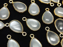 [Video] White Moonstone AA++ Bezel Setting Pear Shape 13x9mm 18KGP 2pcs
