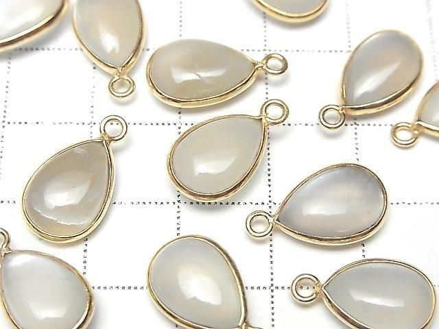 [Video] White Moonstone AA++ Bezel Setting Pear Shape 13x9mm 18KGP 2pcs