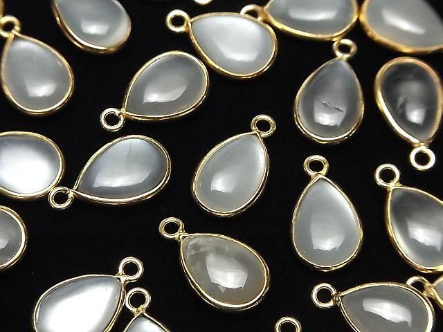 [Video] White Moonstone AA++ Bezel Setting Pear Shape 13x9mm 18KGP 2pcs