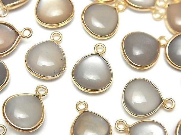 [Video] Brown-Gray Moonstone AA++ Bezel Setting Chestnut 11x11mm 18KGP 2pcs