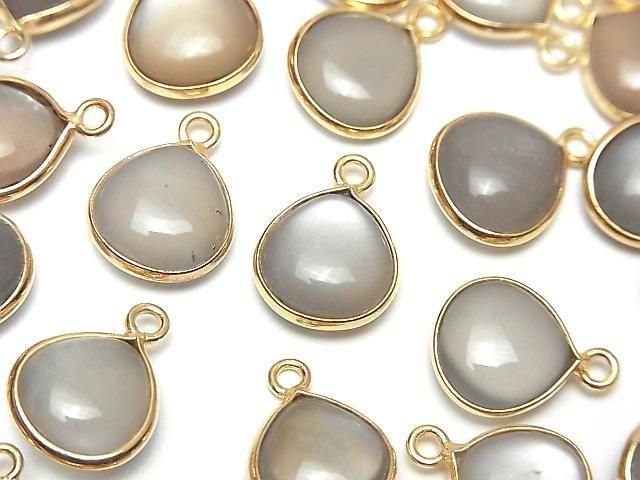 [Video] Brown-Gray Moonstone AA++ Bezel Setting Chestnut 11x11mm 18KGP 2pcs