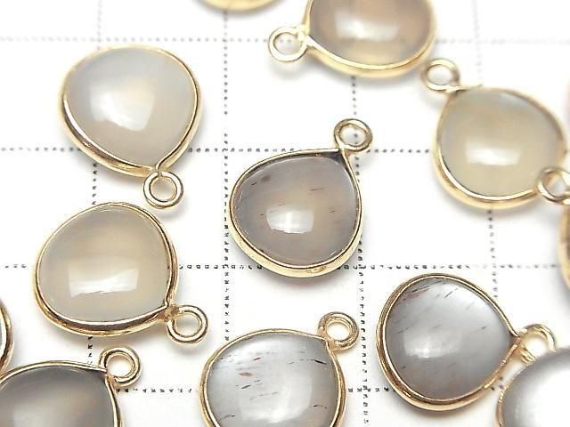 [Video] Brown-Gray Moonstone AA++ Bezel Setting Chestnut 11x11mm 18KGP 2pcs