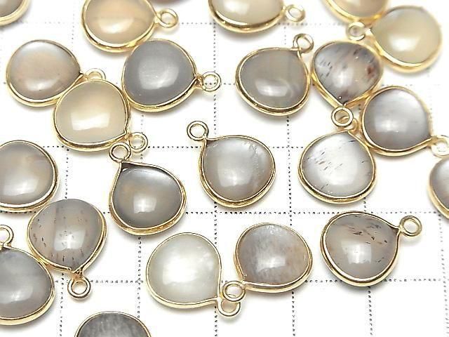[Video] Brown-Gray Moonstone AA++ Bezel Setting Chestnut 11x11mm 18KGP 2pcs