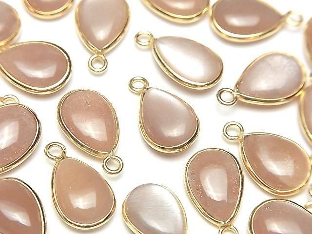 [Video] Orange Moonstone AA++ Bezel Setting Pear Shape 13x9mm 18KGP 2pcs