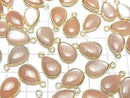 [Video] Orange Moonstone AA++ Bezel Setting Pear Shape 13x9mm 18KGP 2pcs