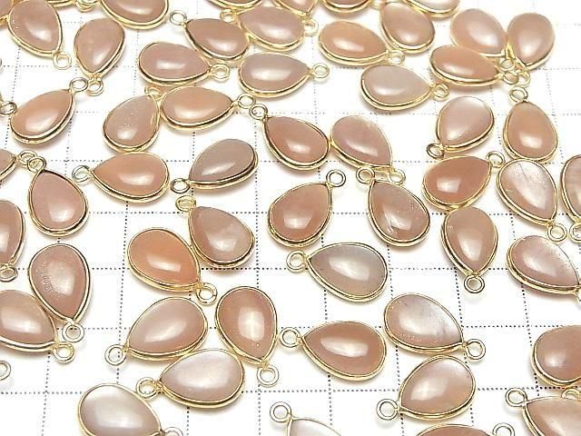 [Video] Orange Moonstone AA++ Bezel Setting Pear Shape 13x9mm 18KGP 2pcs