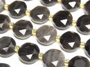 [Video] High Quality! Silver Obsidian AAA Hexagram Faceted Coin 10.5x10.5x5.5mm Half or 1strand beads (approx. 15 inches/36 cm)